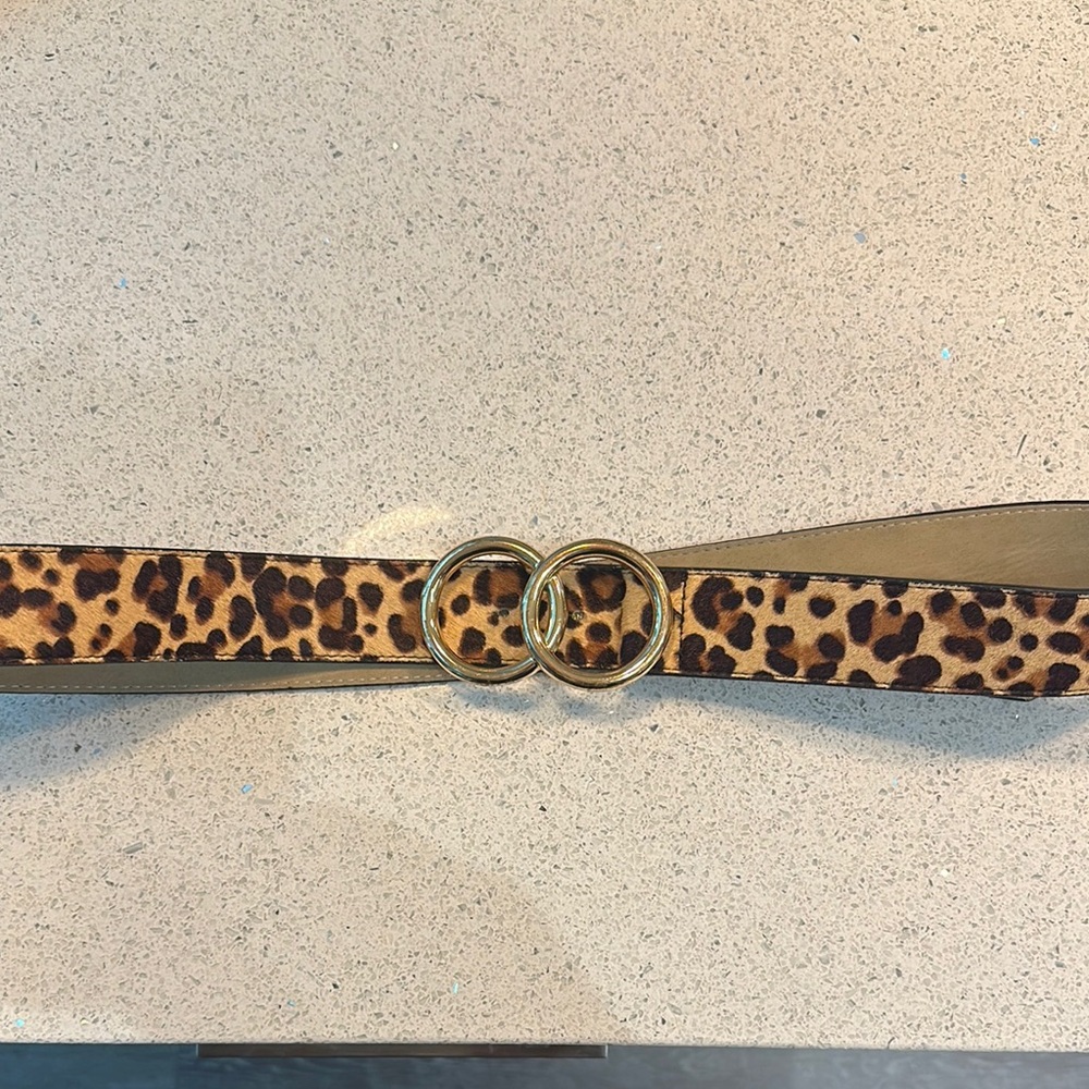 Express Brown and Gold Animal Print Belt